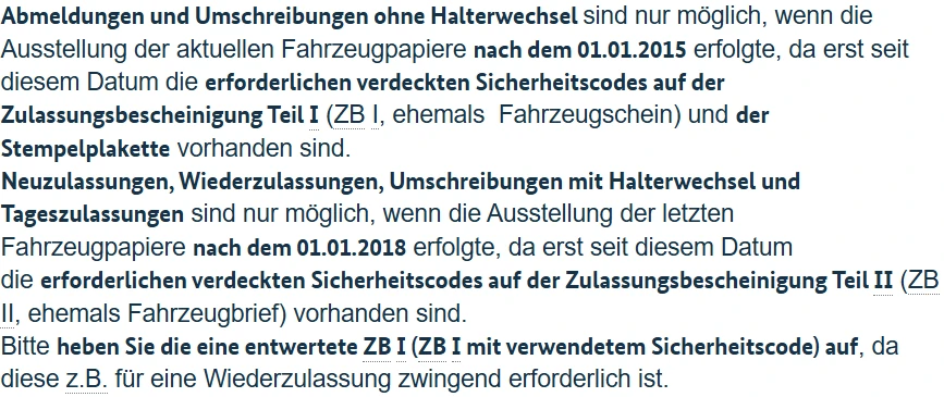 Auszug der nationalen i-Kfz-Voraussetzungen des Bundesministeriums für Verkehr